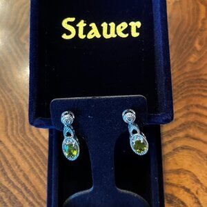 Stauer Real Peridot Drop Earrings – Silver Vintage Style – August Birthstone